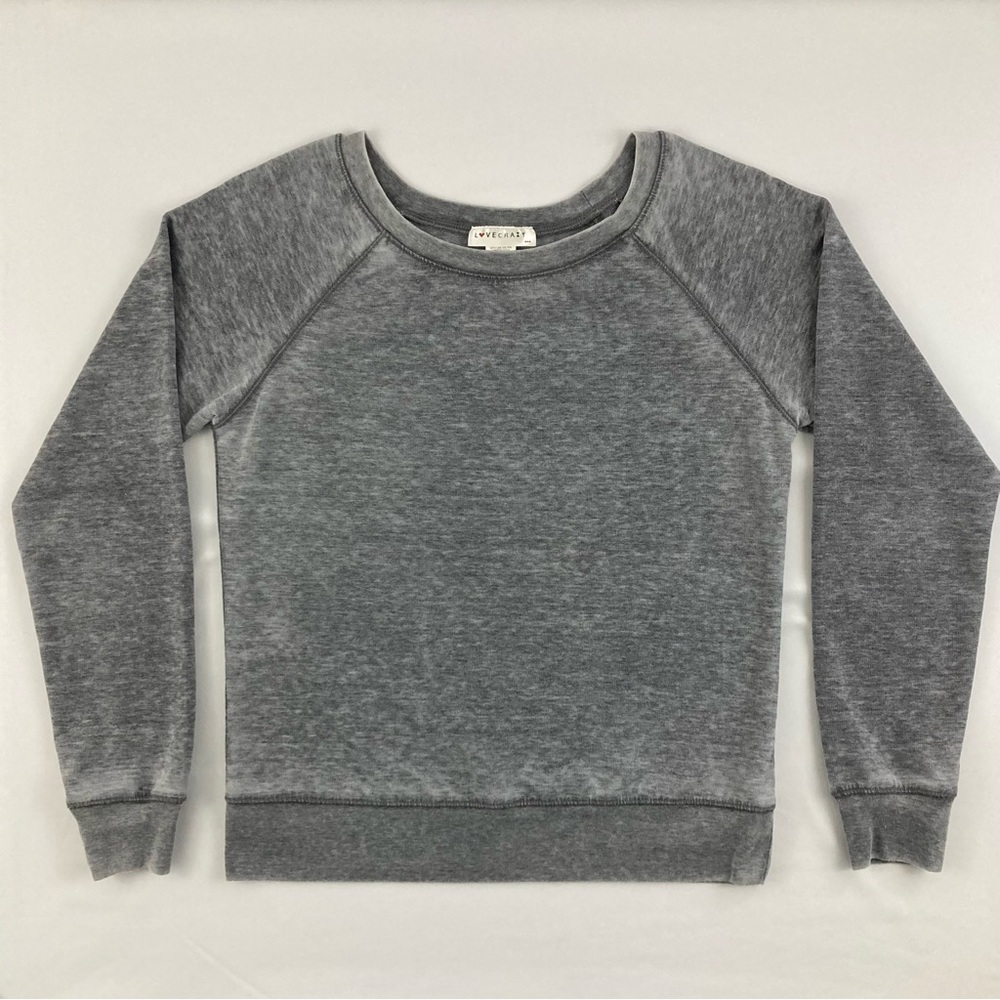 Lovecraft Womens Gray French Terry Burnout Sweatshirt Size Small